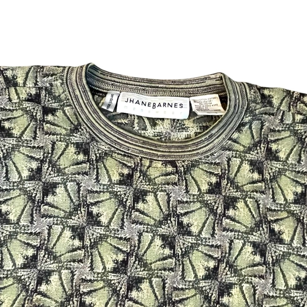 Jhane Barnes Sweater Mens XL Optical Art Lightweight Cotton Japan Vintage Artsy